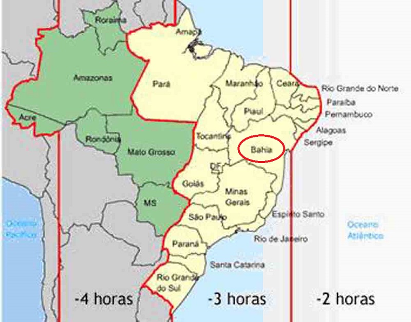 Mapa dos fusos brasileiros