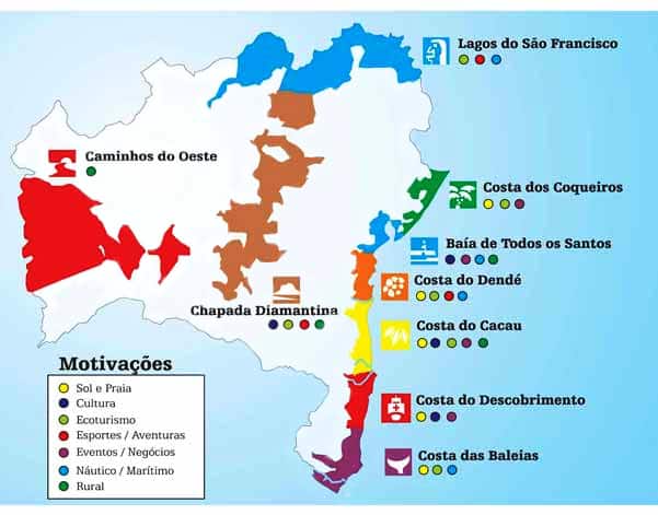 Mapa turístico da Bahia
